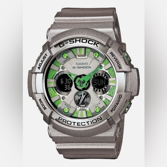 Casio G-Shock Metallic Color Silver Green Men's Watch GA-200SH-8 - Picture 1 of 6